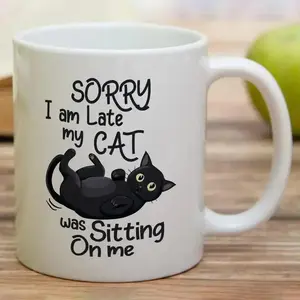 New Funny Cat Shaped Ceramic Mug - Unique Office Coffee Tea Cup for Cat Lovers -11oz Ceramic Travel Mug for Coffee Lovers on the Go, Perfect for Birthday, Holiday, Thanksgiving & Christmas Gifts, Party Gifts Good