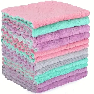 5/10pcs Coral Velvet Dish Cloths, Highly Absorbent Cleaning Rags for Kitchen, Oil-Free and Multi-Functional Household Wipes, Dish Towels Rags