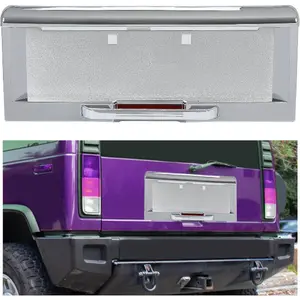Rear License Plate Frame Compatible with 2003-2005 Hummer H2 License Plate Frame Bezel Cover Trim Molding ABS Plastic Chrome 3-Piece Set