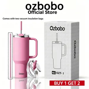 Free Gift Travel Companion OZBOBO 40 oz Tumbler  Travel A Leak-Proof, Double-Wall Vacuum Insulated Stainless Steel Water Bottle with Straw. Keeps Drinks Ice-Cold or Piping Hot, Perfect for Commute, Sports &Outdoors