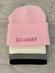 Go Away Beanie Go away winter hat funny winter hats funny beanies cotton beanies pink beanies funny pink beanies