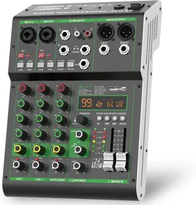 Audio Mixer,Professional Sound Board Mixing Console with USB Drive//Computer/4  Stereo Input DJ Mixer,48V Phantom Digital 99 DSP Effect for PC Recording Karaoke Studio Streaming