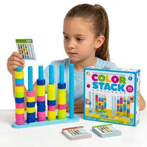 Color Stack Matching Game for Kids - Logic Sorting Puzzle with 50 Challenge Cards | Fast-Paced 2-Player Strategy Board Game | Educational STEM Toy for Family Game Night, Age 5 6 7 8+