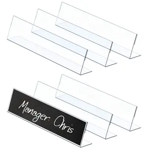 6-Piece Acrylic Nameplate Set, 2x8 Inch Desk Display Stand, Plastic Name Tag Holder, Ideal for Office Classroom Teachers Kids Adults