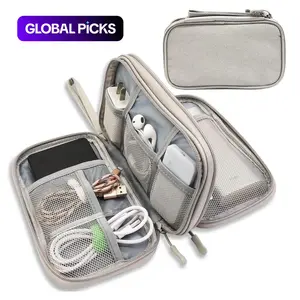 Cable Storage Bag, Portable Double Layer Makeup Storage Box, Waterproof Stationary Storage Container, Travel Organization Pouch for Outdoor Travel, Gift Choice #GLOBAL PICKS