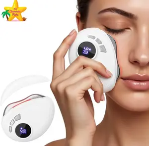 Electric Gua Sha Beauty Device, Neck Massager, specifically designed for facial contouring and massage, aesthetic, beauty in black, lymphatic drainage featuring 9 levels of heated vibration and red light anti-aging neck lifting functions.