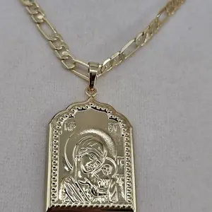 (63)    virgen pendant with chain  14l gold plated
