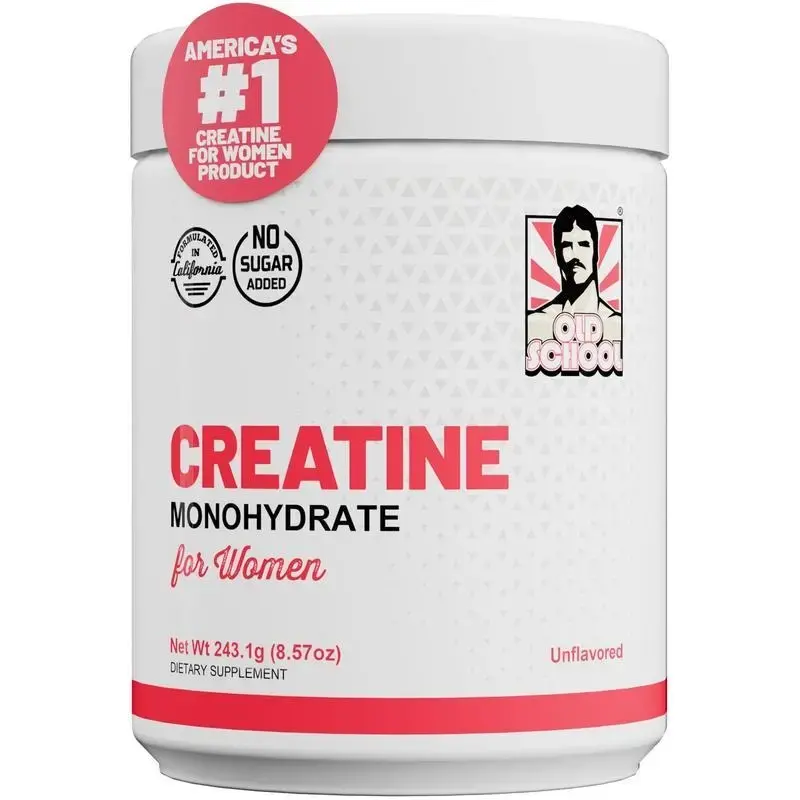 Women's Old School Creatine Monohydrate Supplement, 240g Unflavored, with Collagen & BCAA for Muscle Growth, Faster Recovery, Hair Health & Skin Radiance