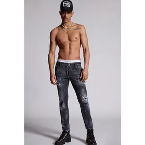 DSQUARED2 BLACK POWDER ZIP WASH SKATER JEANS