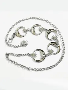 Moon & Star Decorated Hip Hop Waist Chain for Women, Fashion All-match Clothes Accessories for Daily Wear Chain Belts