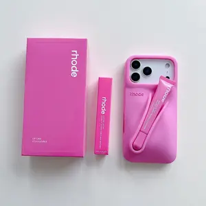 RHODE Trendy Soft Silicone Lip Balm Holder iPhone Case for iPhone 11 12 13 14 15 16 17 Pro Max, Protective Cover for Girls