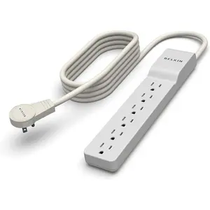 Belkin 6-Outlet Surge Protector Power Strip, 6ft Cord, 360° Rotating Plug - 1080 Joules Protection