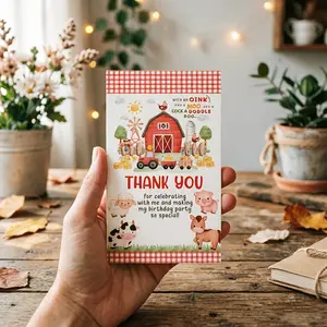 20 Farm Birthday Invitation Tags, Farm Animal Birthday Invitations, Farm Thank You Labels, Farm Courtyard Invitation Tags