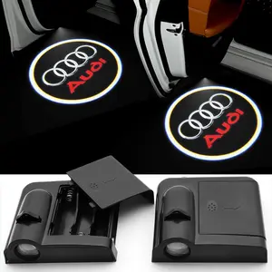 For Audi A1 A3 8P 8V A4 A5 A6 A7 A8 Q3 Q5 Q7 Q8 Sline TT Auto Goods Accessories 1/2/4pcs Car Logo Welcome Emblem Light Led Door Light Projector Courtesy Shadow Welcome Lamp Wireless Laser Projecto