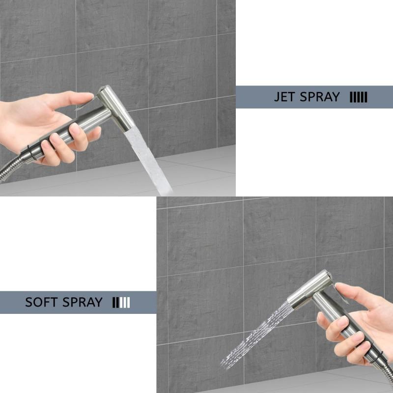 2PACK Stainless Steel Handheld Bidet Sprayer for Toilet Adjustable Jet Spray with Hose Shattaf Shower Head