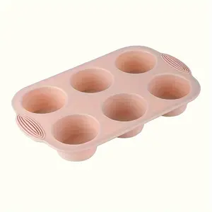 1PC 6 Cavity Non Stick Silicone Muffin Pan | Perfect for Cupcakes Tarts & Fat Bombs | BPA Free Dishwasher Safe Baking Tray | Essential Kitchen Gadget for Home Bakers & Healthy Snack Lovers