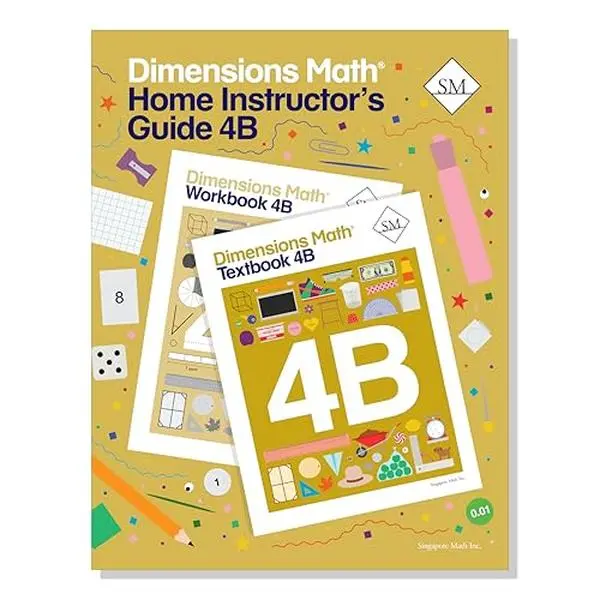 Used Dimensions Math Home Instructor's Guide 4B Learning Book - Singapore Math Inc., Spiral-bound, Series, 0.85 lbs, 184 Pages, Softcover, English Edition (Unknown Publication Date)