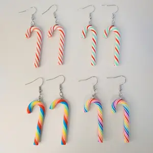 #597 Various Color Candy Cane Earrings- Casual Christmas Jewelry