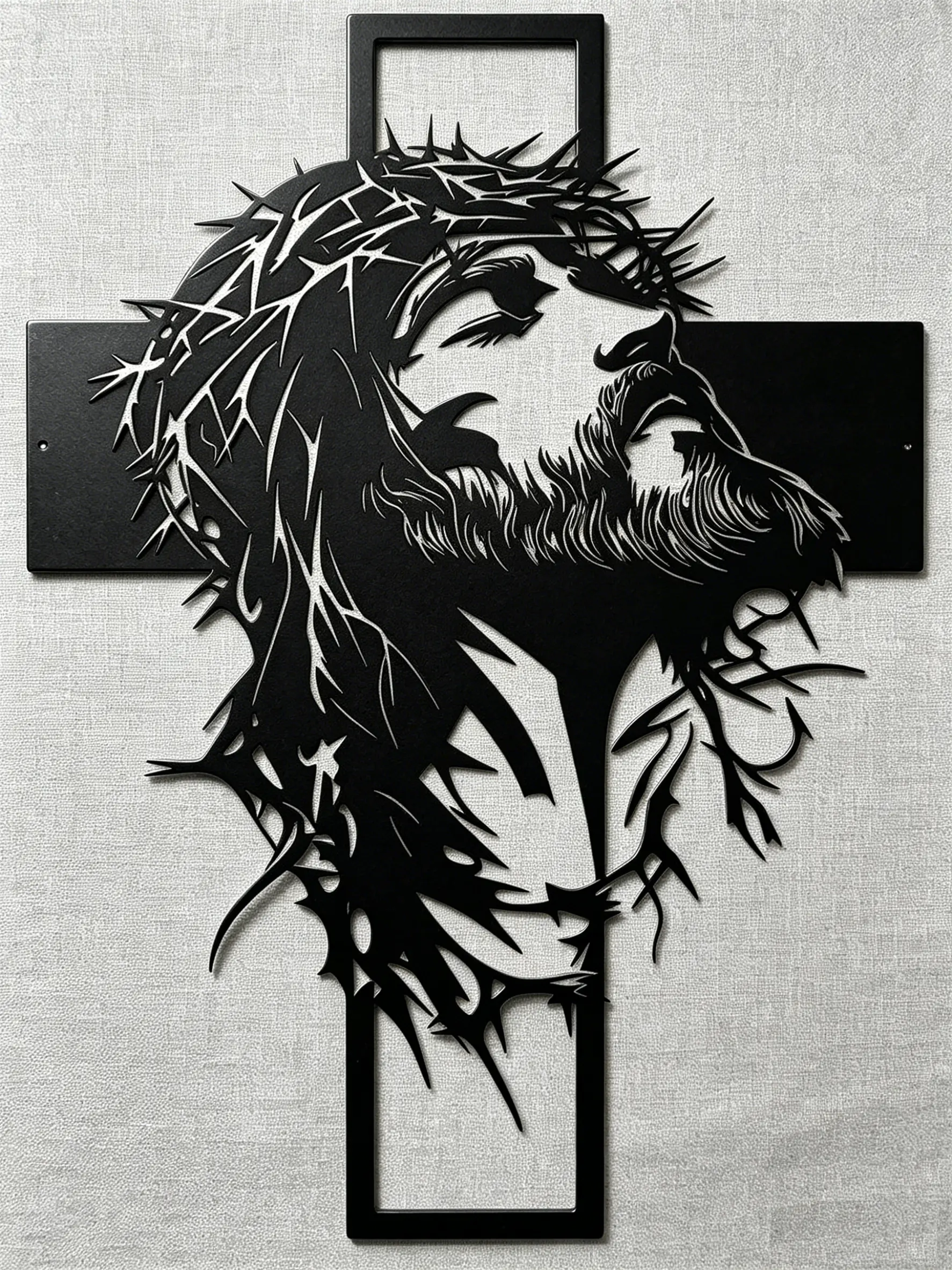 Jesus Christ & Cross Pattern Wall Art Metal Wall Decor for Home Living Room Bedroom Religious Letter Print Cross Ornaments Hanging Decor