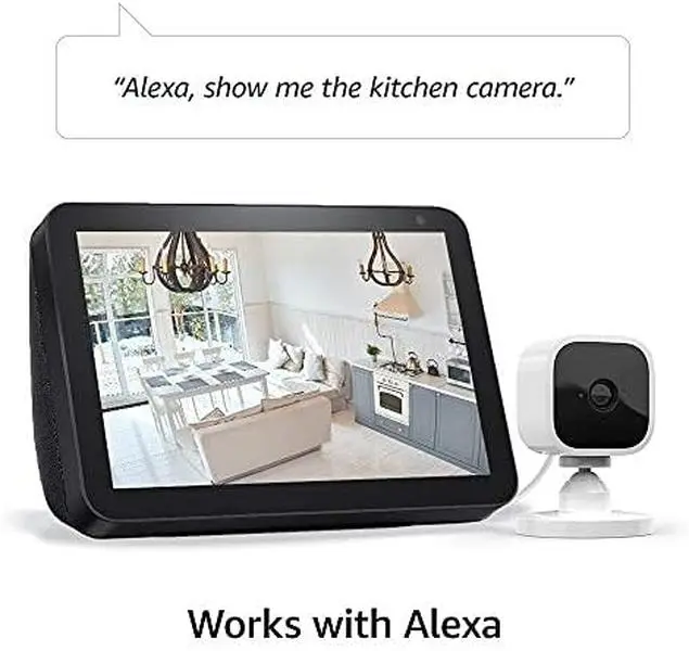 Blink Mini - Compact indoor plug-in smart security camera, 1080p HD video, night vision, motion detection, two-way audio, easy set up, Works with Alexa – 1 camera (White)