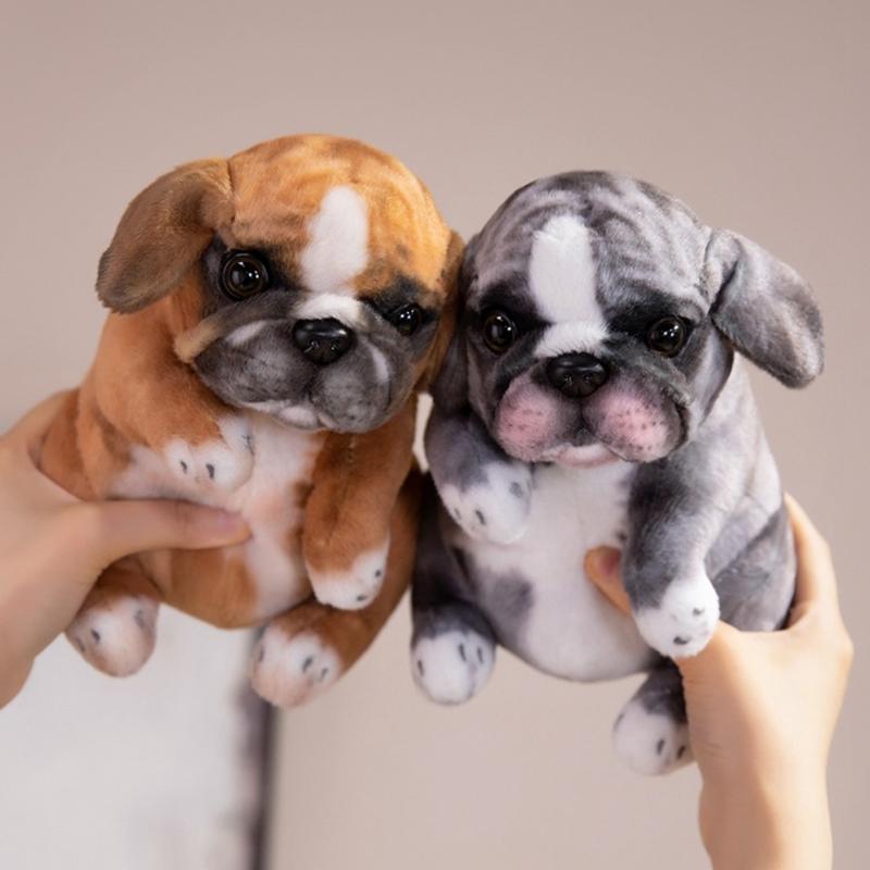 Realistic Bulldog Plush Toy, Stuffed Animal, Soft Fabric Dog with Expressive Eyes and Ears, Realistic Fur Texture, Warm Companion Gift