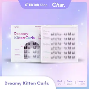 Dreamy Kitten Curls - Pre glue  U-shape Adhesive Natural Subtle Adorable Lash Extensions , C curl , 9-11mm