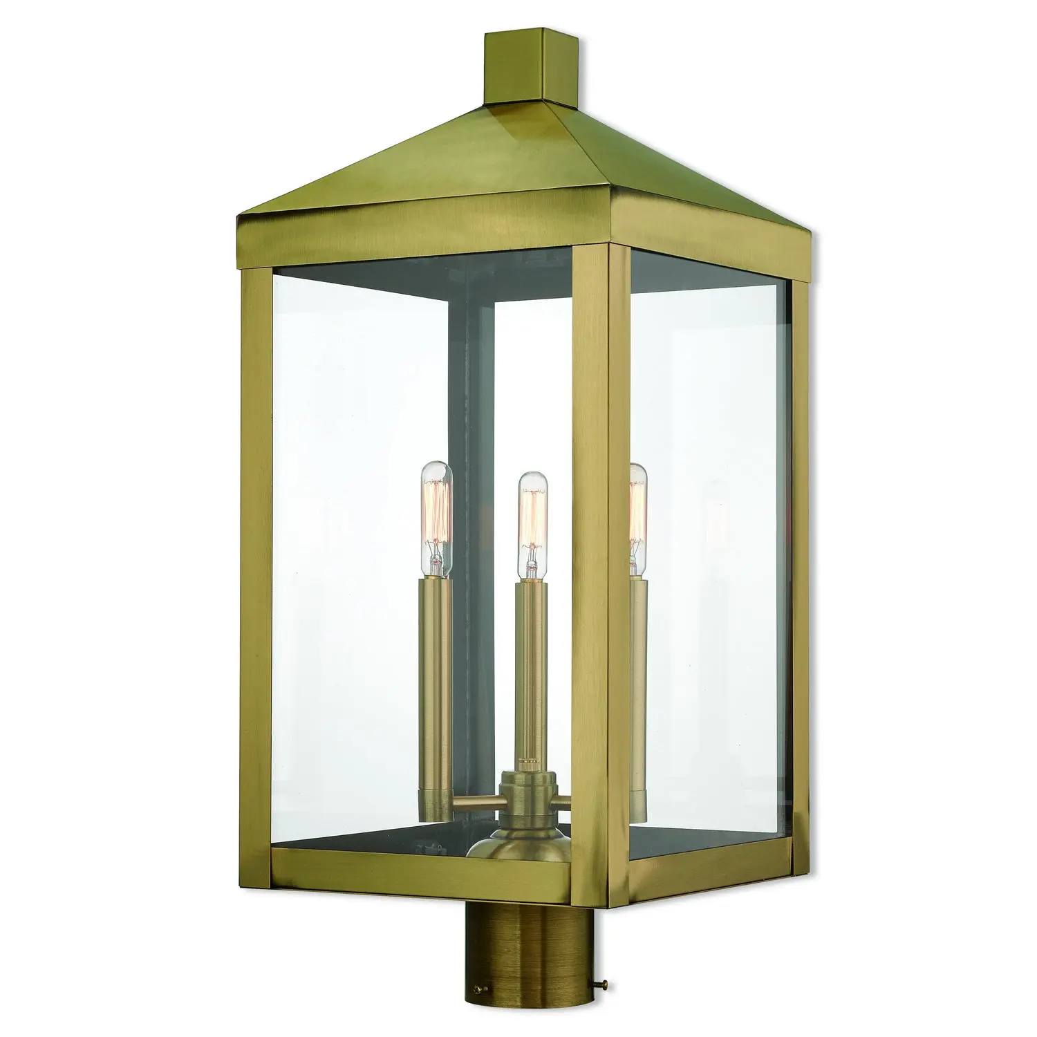 Nyack Three Light Post-Top Lanterm Antique Brass