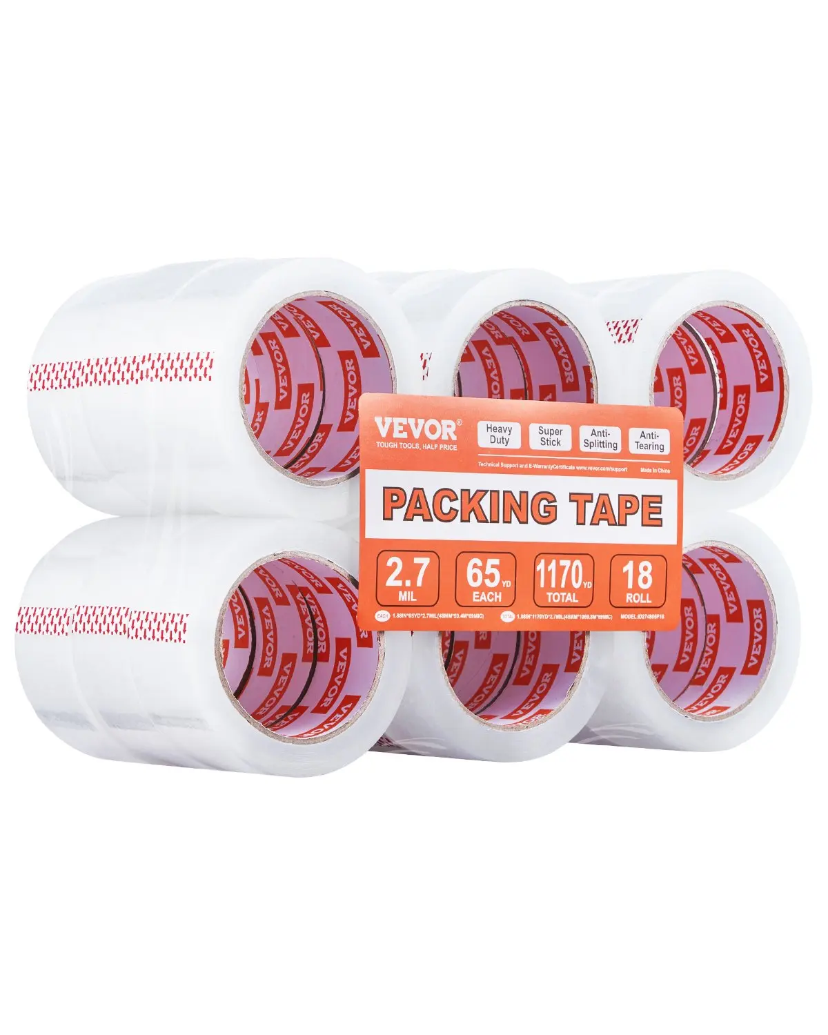 【summerfinds】VEVOR Clear Packing Tape 18 Rolls 65 Yards Heavy Duty Clear Packing Tapes 2.7 Mil