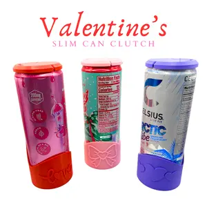 Valentine's Edition 12oz Slim Can Clutch with Lid Cover - Limited Time, 3 Designs Available, Perfect for Gifts & On-the-Go Sipping