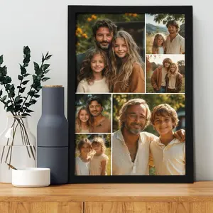 2D Flat,A Custom black framed painting, 6 Framed Photos, St Patrick's Day Decorations Upload Any of Your Photos, Modern Wall Art Decoration for Living Room, Canvas Photo Personalized Bedroom, Kitchen, Home, Framed Picture outdoorfun whimsical decor