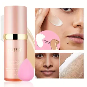Long-Lasting Waterproof Moisturizing Makeup Foundation Liquid, Full Coverage Concealer, Makeup, Oil Control, Smudge Proof, Suitable for All Skin Types, Includes Beauty Sponge