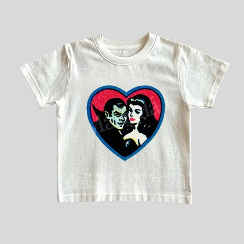 Retro Vampires Graphic Baby Tee, Vintage 2000s Dracula Tshirt, Y2k Horror Tee