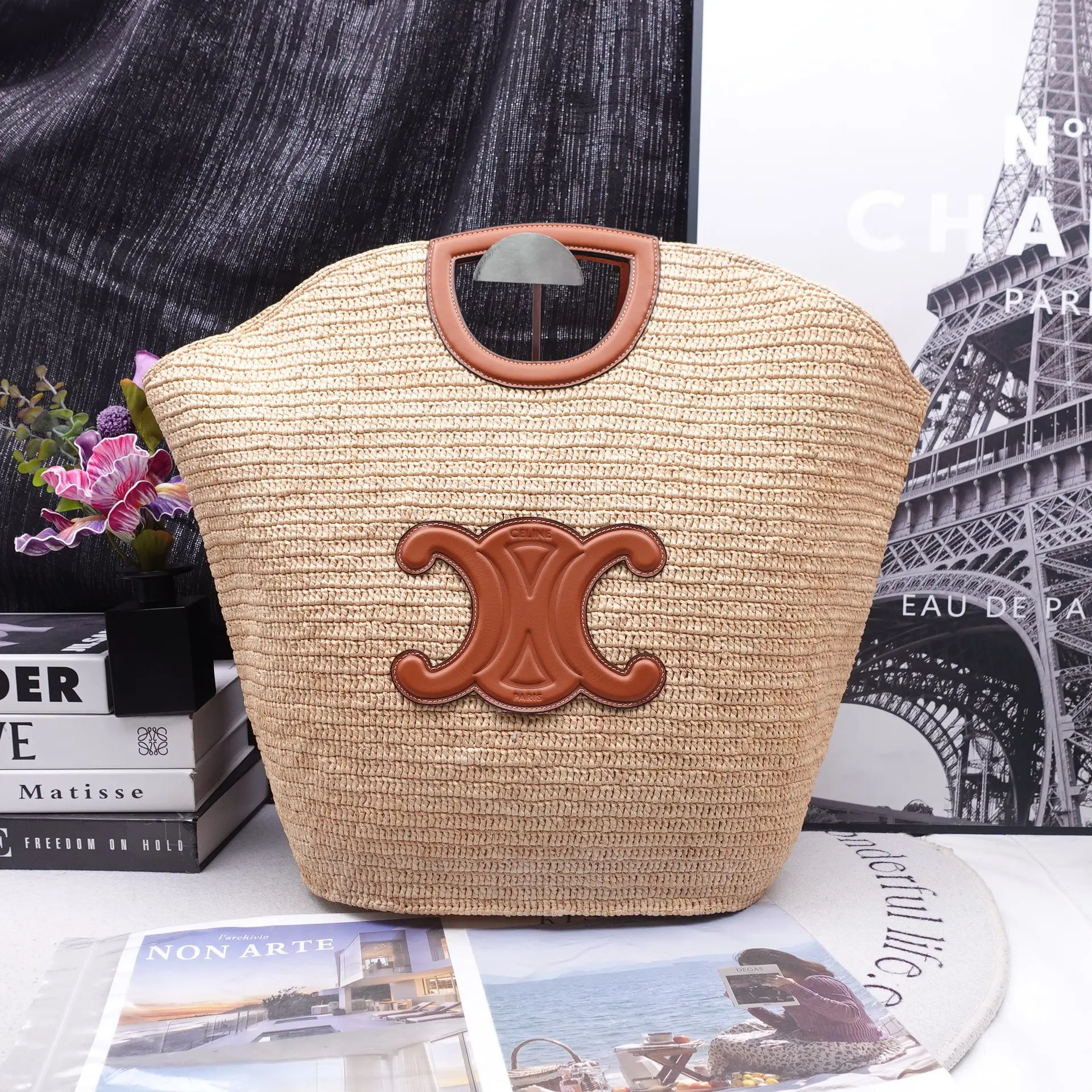 Pre-owned Celine Raffia Grass Tote Bags Cabas Beige Tote Bag T10356851
