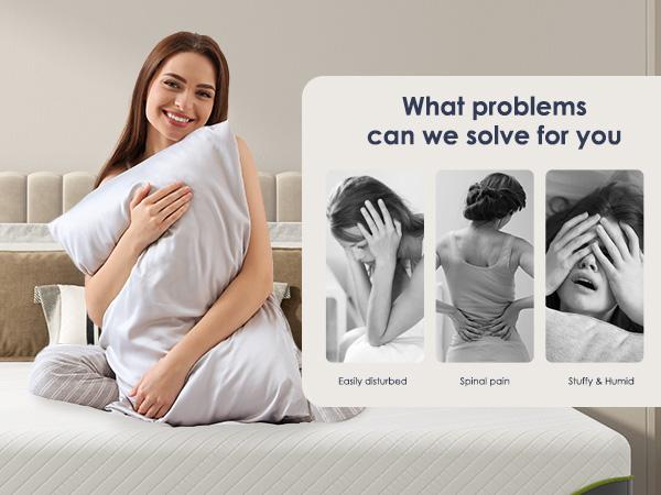 Soges Green Tea Gel Memory Foam Mattress 4-14 Inch, Twin/Full/Queen/King Size with Pressure Relief, Washable Cover, Medium Firm for Adults & Teens, Blue/Light Grey/Dark Green