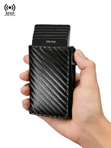 Magnetic Credit Card Holder RFID Blocking, Rfid Card Slots, Slim Pop-Up Aluminum Metal Case, Minimalist Wallet, Money Clip, Trifold Wallet for Men, Casual Style