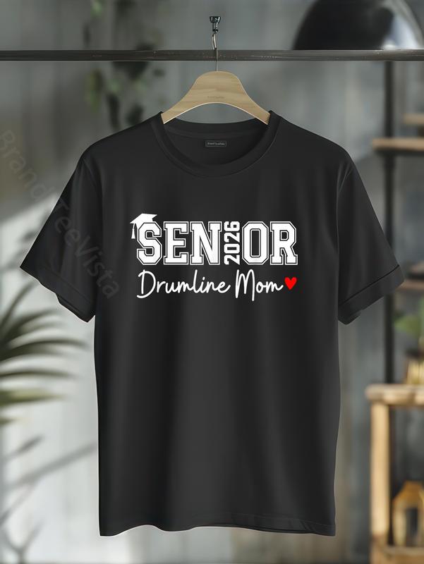 100% Cotton Senior Drumline Mom 2026 Marching Band Graduation Class 2026 T-Shirt