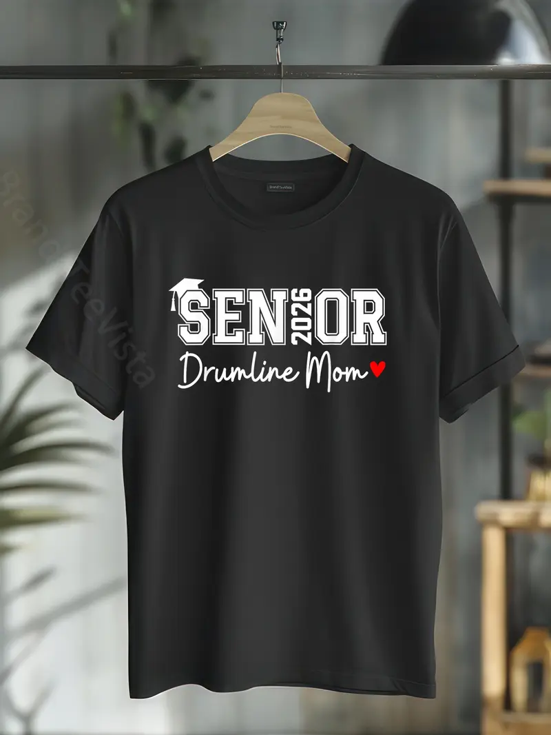 100% Cotton Senior Drumline Mom 2026 Marching Band Graduation Class 2026 T-Shirt