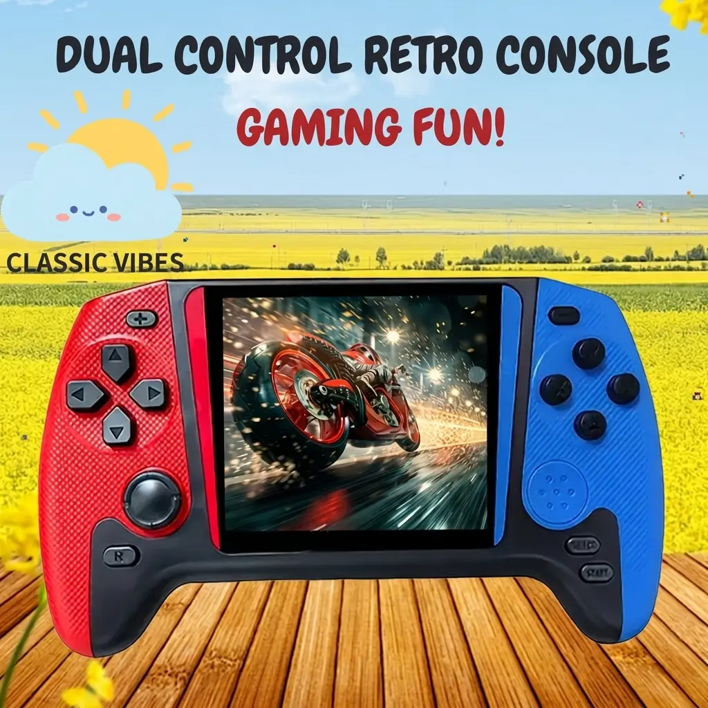 Portable Retro Gaming Console, 500 Games, 3.5in Large Screen, Red and Blue Controllers for Retro Game Enthusiasts