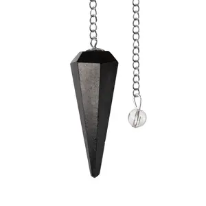 Black Tourmaline Pendulum Crystal Divination Tools — Dowsing Pendulum Crystal with Crystal Ball for Meditation, Chakra Healing, Energy Work, Reiki, and Crystal Grid