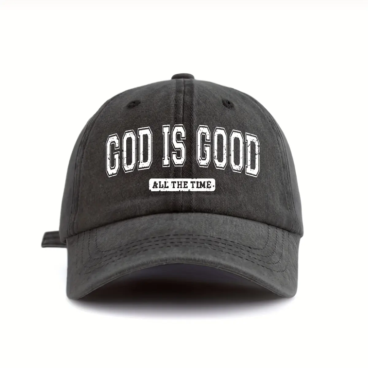 Unisex God Is Good All The Time Letter Slogan Washed Baseball Cap - Vintage Thermal Print Adjustable Size Dad Hat, Christian Faith Everyday Wear Gift for Father's Day