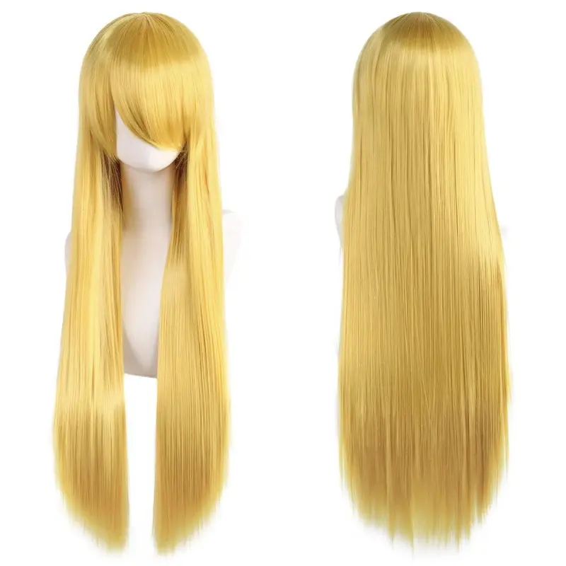 Nex 80cm Long Synthetic White Purple Cosplay Wigs Green Hair Straight Silver Wig Pink Hairpiece Lolita Wig with Bangs