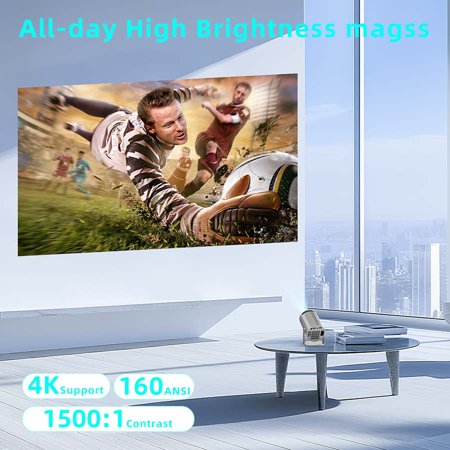 Upgraded Premium Version projector 4k, Android 12.0 & Bluetooth 5.2 smart projector. Features auto keystone correction & manual focus, projector compatible home theater ideal for outdoor travel, home viewing, Fast connection outdoor movie projector.