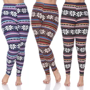 White Mark PACK 180 Black Plus Size Leggings - One Size - Pack of 3