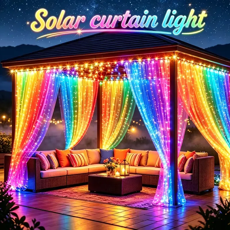 333-LED Color-Changing Curtain String Lights, Curtain Shape, 9.8x9.8ft Waterproof IP-Rated Outdoor Safe Lights, Festive Glow Home Improvement Lighting for Christmas, Courtyard Fit Parties