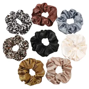 Hair Ties Bands Satin Hair Scrunchies for Girls Women，Thick Curly Hair Ponytail Holders Cute Pony Tails No Crease Hair Ties No Damage