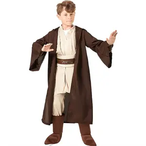 Kawell Knight Costume for Kids Halloween Cosplay Tunic Hooded Cape Sci-fi Film Classic Robe Outfit 3-14 Years
