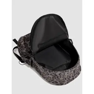 Women's Casual Leopard Print Backpack, Trendy Backpack, Large Capacity Commuter Bag, College Style Travel Bookbag, Fall Winter Fashion