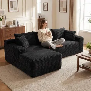 94.5" Cloud Modular L-Shape Chaise Sectional Sofa, Modern Minimalist Upholstered Deep Seat Corner Piece, No Assembly Required, Couch for Living Room