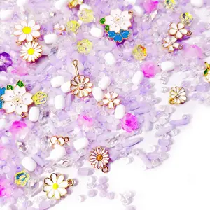 B513]Tiny Lavender Bloom DIY Beads DIY Charms Set