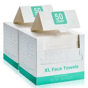 Face Towels XL, Disposable Face Towel 10" x 12", 100 Count (2 Packs of 50), 100% USDA Biobased Facial Towelettes, Ultra Soft & Thick Makeup Remover Dry Wipes for Women Cleansing